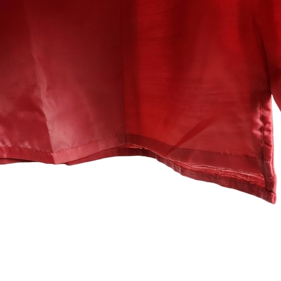 SilkLand 100% Silk Coral Button Down Black Beaded Embroidered Blouse Medium - Picture 7 of 9